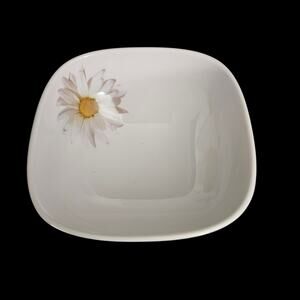 Home Daisy Melamine Cereal Bowls Set of 2 White Floral Square Vintage Style
